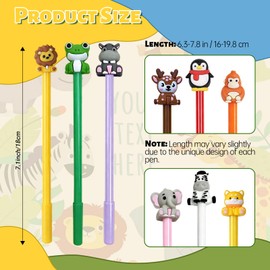 Zhirlyn Animal Party Favor Cute Animal Pens Bulk Fun Kawaii Rabbit Cow Frog Elephant Tiger Lion and Monkey Shape Gel Ink Pens for School Office Home and Birthday Pen (Animal, 24)