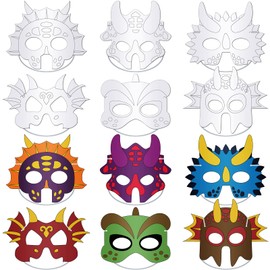 Woanger 36 Pcs Color Your Own Dinosaur Masks DIY Paper Masks Craft with Elastic Ropes for Cos Dinosaur Birthday Party Favors