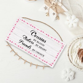 iEFEY Cousin Gifts Wooden Hanging Picture Frame, Best Friend Birthday Gifts for Sister Cousins Female, Long Distance Friendship Photo Holder for Wall Hanging Photo Display 12 x 6 Inches