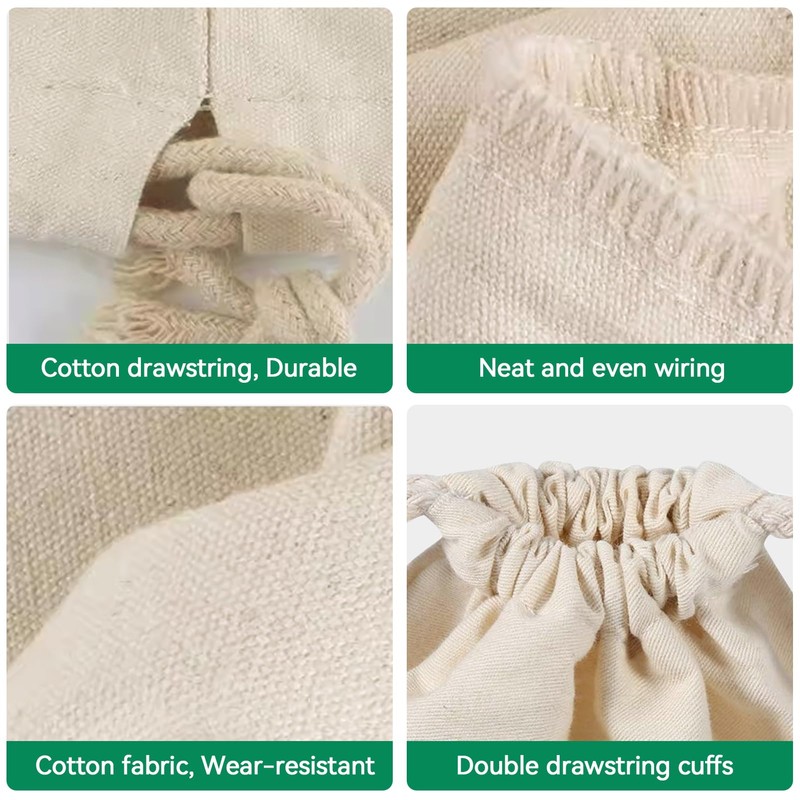 HERCHR Cotton Bag with Drawstring, Laundry Bag, Cotton Laundry Bag,