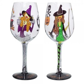 Bottom's Up 15-Ounce Hallowine Handpainted Wine Glass
