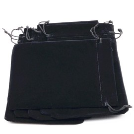 Lady Seven 6pcs 7" X 5" Velvet Cloth Jewelry Pouches/Drawstring Bags (Black)