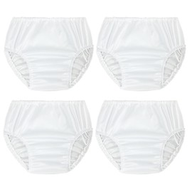SMULPOOTI Reusable Plastic Underwear Covers for Potty Training Swim Diaper Covers Premium Toddlers Rubber Training Pants Toddlers Diaper Cover 4 Packs White 1T