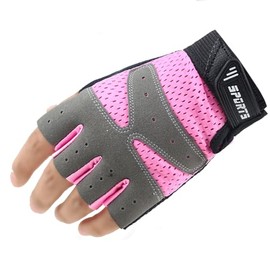 Girls Fingerless Bike Gloves, Sport Gloves for 5-12 Year Girls Monkey Bars Rock Climbing Work Out Cycling Biking (Pink, Medium for 9-12 Y)