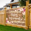 Lofaris Rustic Retirement Banner Backdrop for Women Pink Floral Happy