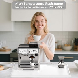 Rnivvi Silicone Coffee Mat, 16" x 24" Waterproof Raised Edge Coffee Bar Mats for Espresso Machine Station Accessories, Heat Resistant Dish Drying Pad for Kitchen Counter, Rubber Bar Decor Pad, White