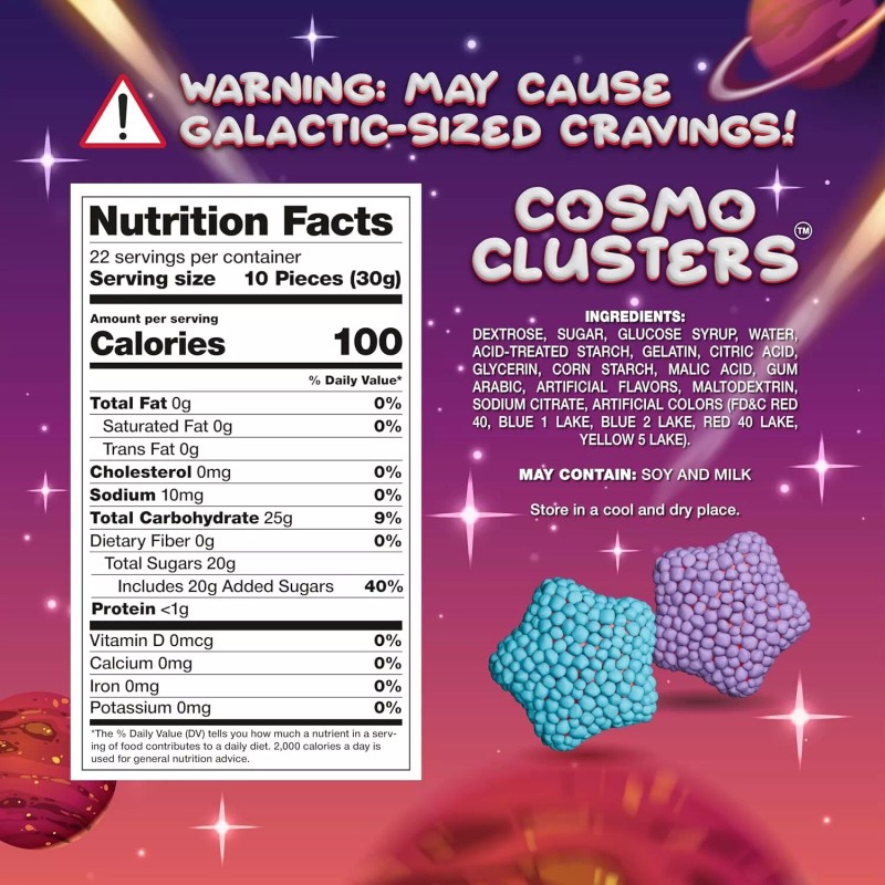 Cosmo Clusters Candy - 1.5 Pound Pack - Crunchy Gummies