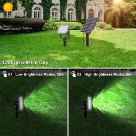 LINQELLY Solar Spot Lights Outdoor, Solar Landscape Spotlights IP65 Waterproof 9.8ft Cable, Auto On/Off Outdoor Wall Lights for Garden Yard Walkway Porch Driveway Pool 6000K 2 Pack