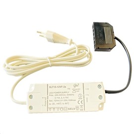 LED Transformer 12 V DC, 1-15 W, 1.25 A, Stabilised Voltage, 6-Way Mini AMP Plug, 15 cm Output Cable, 150 cm Connection Cable with Euro Plug, Compact, for Stable and Reliable 12 V LED Lighting