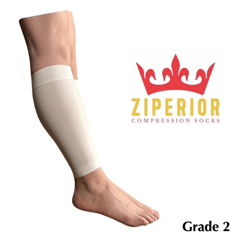 Ziperior Inside Leg 20-30 mmHg Compression Shin Calf No Foot
