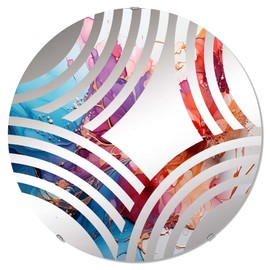 DesignQ Soda wall mirror, Oval 0 mirror, Round Coral bathroom mirror, Soda vanity mirror Coral Blend Bubbles I printed mirror decor, round mirror 24 inch