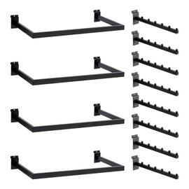 WETOECOTEC 12 Pack Slatwall Accessories Kit with U-Shaped Rectangular Tubing Hangrails and Waterfall Display Hanger, Slatwall Hooks and Hanger for Clothing Retail, Merchandise Display