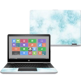 MightySkins Glossy Glitter Skin for HP Pavilion x360 14" (2017) - Blue Marble | Protective, Durable High-Gloss Glitter Finish | Easy to Apply, Remove, and Change Styles | Made in The USA