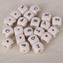 Wooden Letter Beads, Letter Beads, 100 Pieces Cube Beads Cube Mixed Cube Loose Beads for Jewellery Making, 10mm x 10mm