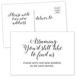 Moving Announcement Postcards, We've Moved Postcards, Assuming You'd Still Like To Find Us Cards, Change of New Address Moving Announcements, House Warming Gifts, Pack of 50, 4x6 Inch