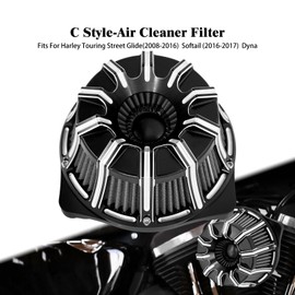 HDBUBALUS Black & Chrome Air Filter Cleaner For Harley Touring Road King Glide 2008-2016