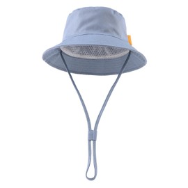 JANGANNSA Summer Baby Boys Hat Sun Protect Bucket Hat for Girls Wide Brim Cotton Beach Cap (Haze Blue,46cm)