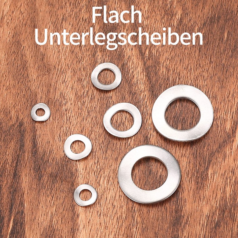 300 Pcs Stainless Steel Washers, M3 M4 M5 M6 M8