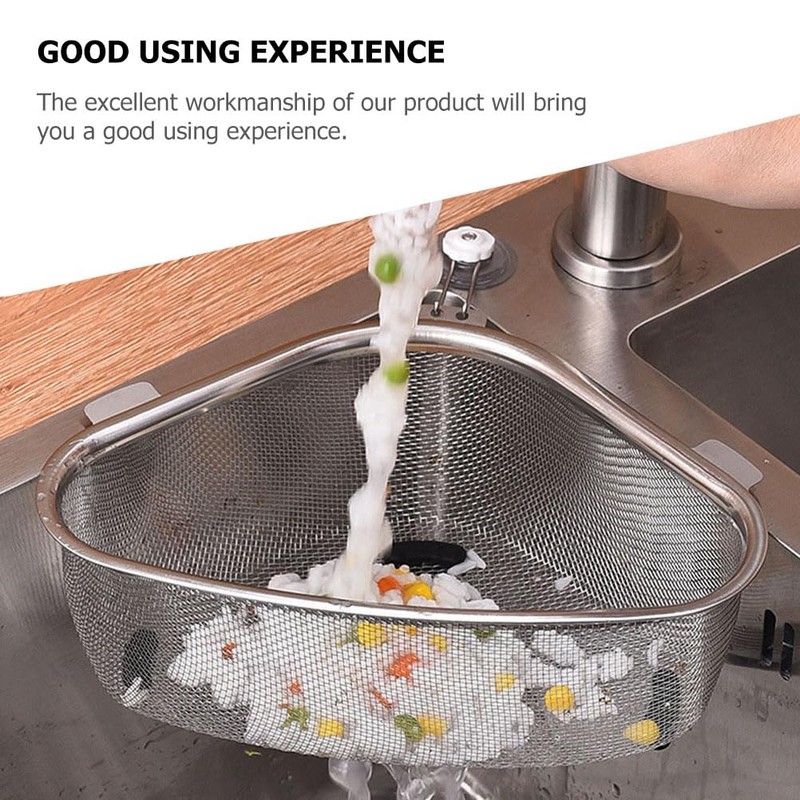 Kitchen Triangle Corner Sink Strainer, Stainless Steel Food Catcher Strainer