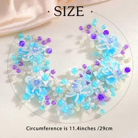 Campsis Blue Flower Girls Headpiece Floral Princess Hair Bands Crystal Hair Accessories for Women and Girls