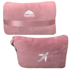 BlueHills Premium Soft Travel Blanket Pillow Airplane Mini - Dusty Rose M02