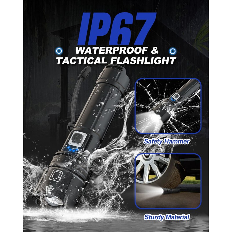 Victoper Rechargeable Flashlight, 20000 High Lumens Super Bright Flashlights, 5