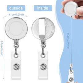 Zonon 140 Pcs Badge Reels Bulk Retractable Badge Reel Clips ID Card Holder Reel with Metal Clip Name Tag Holder Keychain for Nurse Doctor Student Teacher Employees Office Supplies (Clear)