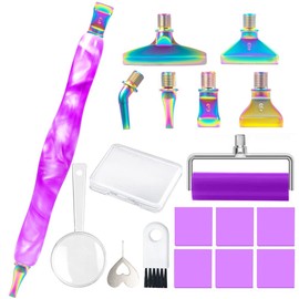 Praise V Do Diamond Painting Art Drill Pen Kit with Screw Steel Metal Tip Nibs Placers Roller Tool Accessories, Ergonomic Diamond Art Pen for 5D Diamond Paint Bead Dot Purple