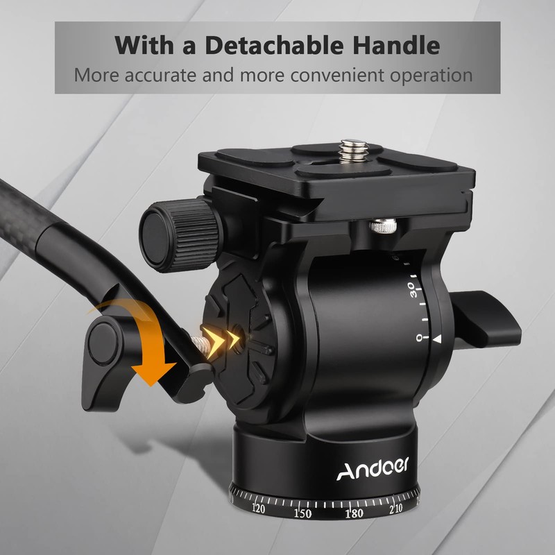 Andoer Video Fluid Head Pan Tilt Tripod Head Panoramic Ball