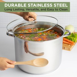 Ecolution Stainless Steel Stock Pot, Encapsulated Induction Ready Cooking Pot with Glass Lid, Oven Safe, Dishwasher Safe Soup Pot, 20-Quart