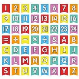 FLYAB Number Wall Stickers Decals - 60 Pcs Colored Removable Eduacational Letters Stickers for Kids Bedroom Preschool Line Up Spots Reading Corner Decorations