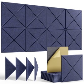 HEMRLY 12 pack Acoustic Panels Self-Adhesive, 12"X 12"X 0.4"Sound Proof Foam Panels, Square Acoustic Panels Sound Absorbing,Soundproof Wall Panels for Home Studio Office Game Room - Dark Blue