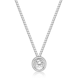 Lavari Jewelers 1/8 Carat Lab Grown Diamond Solitaire Pendant Necklace for Women in 925 Sterling Silver on 18 Inch Chain (G-H, VS2-SI1, cttw) Spring Ring