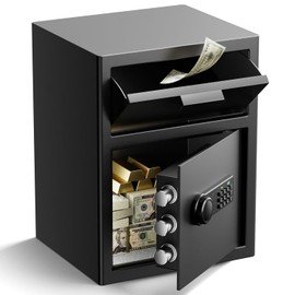 Depository Drop Safe 2.6 Cubic Feet, Xdeer Front Drop Slot Lock Box with Digital Combinatio, Silent Deposit Safe Box, Security Money Safe for Cash Slips Expense Business Office Home coin locker