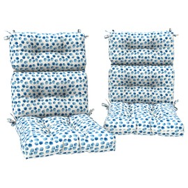 DYTXIII Set of 2 Outdoor High Back Chair Cushions 44"x 22",Water Repellent Rocking Seat Cushions Replacement, Seat/Back Chair Cushions for Patio,Porch,Balcony and Indoor - Brush Blue