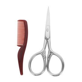 2Sets Beard Scissors Kit with Faux Case Precision Trimming Scissors Combs for Men Grooming for Beard Eyebrows and Nose Hair Care
