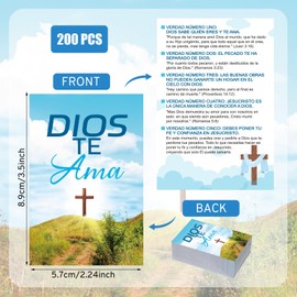 Noveread 200 Pcs Spanish Gospel Tract Card Salvation Cards Pocket Holy Postcards Prayer Postcards Christian Inspirational Bible Verses for Christian Gifts Women Men(Dios Te Ama)