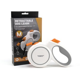 PETSOSTEP 360° Tangle-Free Retractable Dog Lead, Heavy Duty 5M/30kg Extendable Dog Lead for Small Medium Dogs, Extra Strong Nylon Tape/Ribbon with Anti-Slip Handle, One-Handed Brake & Lock Mechanism