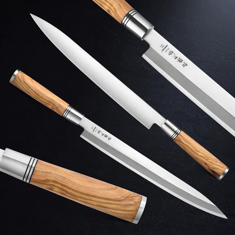 HEZHEN 300mm Sashimi Knife,Forged Steel Sushi Yanagiba Knife, Sushi Slicing,