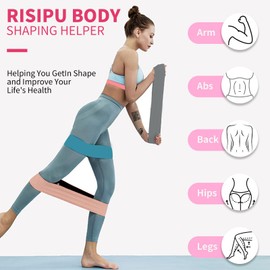 Risipu Resistance Bands Set of 5 - Skin-Friendly Fabric Exercise Band with 5 Different Resistance Levels, Ideal for Home Gym, Yoga, Strength Training & Glutes - Non-Slip with Carrying Bag Included