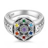 7 Chakra Ring Mandala Lotus Flower Rings for Women Sterling