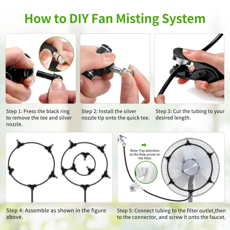 DAOTAILI Misters for Outside Patio, 65FT (20M) Misting Line +