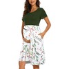 WOOXIO WOOXIO Women's Short Sleeve Maternity Dress Patchwork Pregnancy Clothes