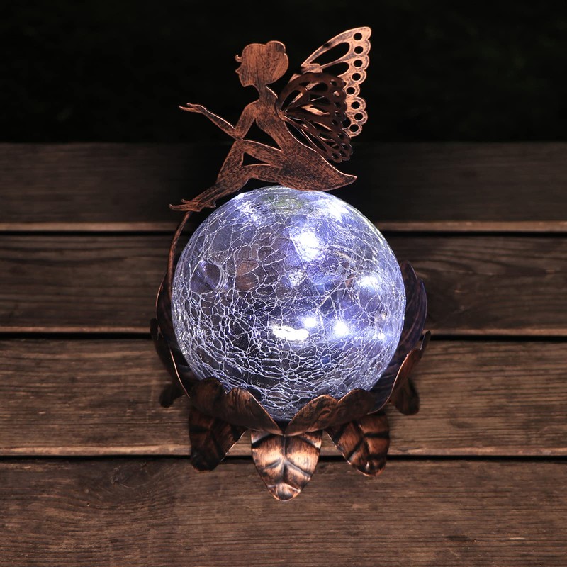 MUMTOP Solar Lantern Fairy Light, Crackle Glass Solar Lights Outdoor