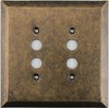 Jumbo Stamped Aged Antique Brass Two Gang Push Button Light Switch