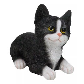 Ebros Gift Lifelike Sitting Tuxedo Black and White Feline Kitten Cat Pet Pal Figurine