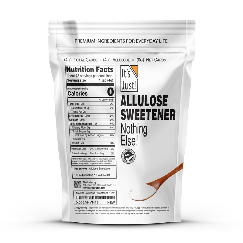 It's Just - Allulose, Sugar Substitute, Keto Friendly Sweetener, Non-Glycemic,