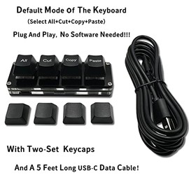 BTXETUEL Mini 4 teclas select-All Cut Copy Pegar Macro Pad Ctrl A X C V Acceso directo Teclado con una mano RGB Gaming Teclado mecánico OSU Teclado pr
