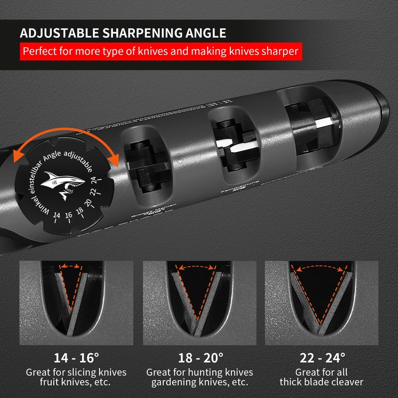 Knife Sharpener, 6 Adjustable Sharpening Angle, Coarse & Fine Knife