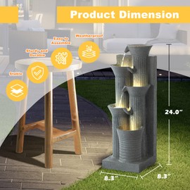 5-Tier Cascading Outdoor Water Fountain with LED Lights